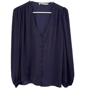 All In Favor V-Neck Button Down Long Sleeve Blouse Size S